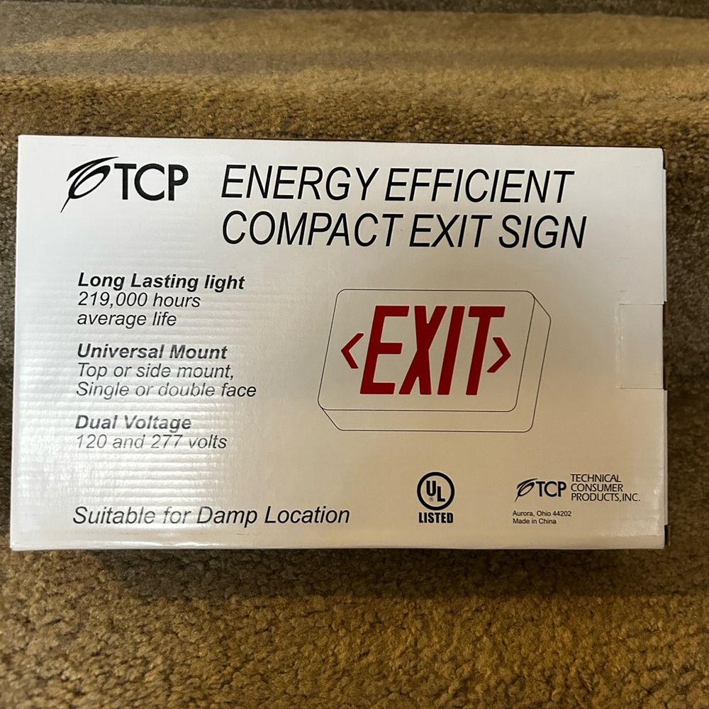TCP Energy Efficient Compact Exit Sign - White